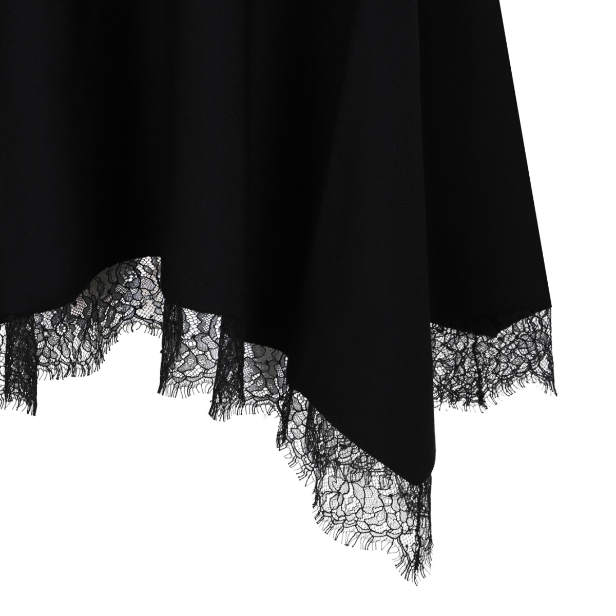 Alexander McQueen Black Asymmetric Midi Dress.