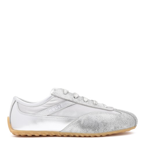 Alexander McQueen White and Silver Leather Sneakers.