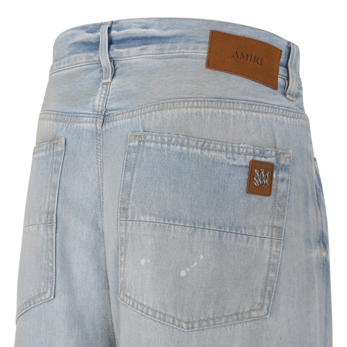 Amiri Light Blue Wide-Leg Distressed Jeans.