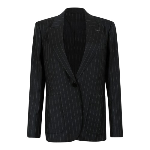 Givenchy Black Pinstripe Tailored Blazer.