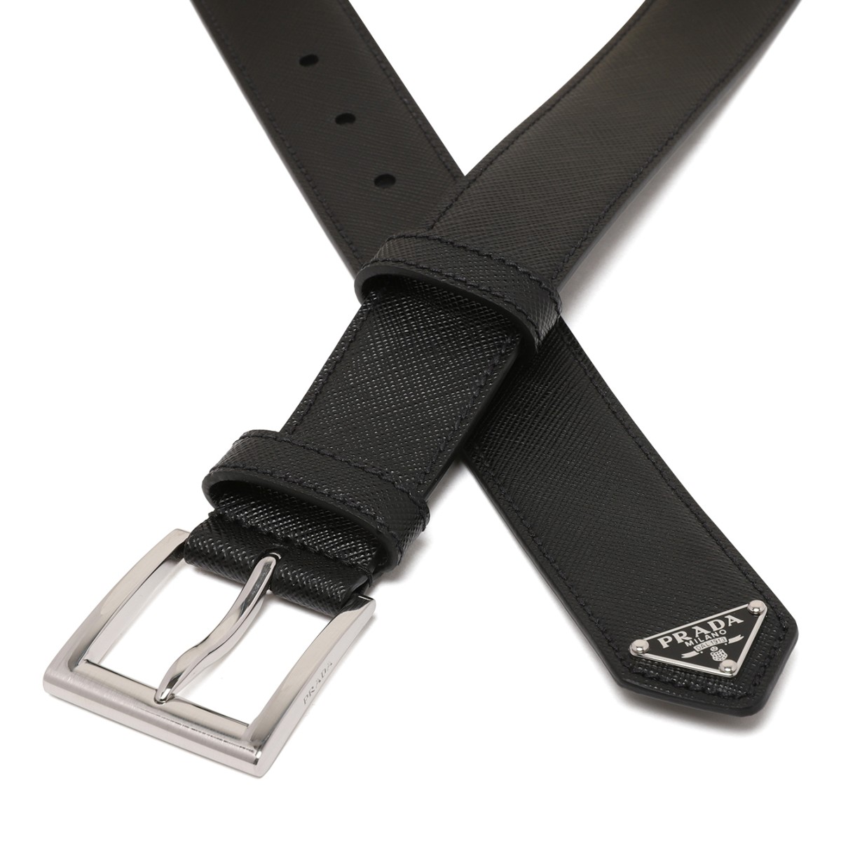 Prada Black Saffiano Leather Belt.