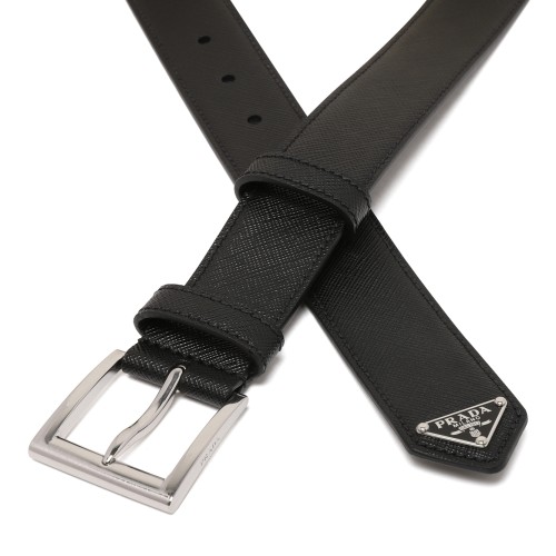 Prada Black Saffiano Leather Belt.