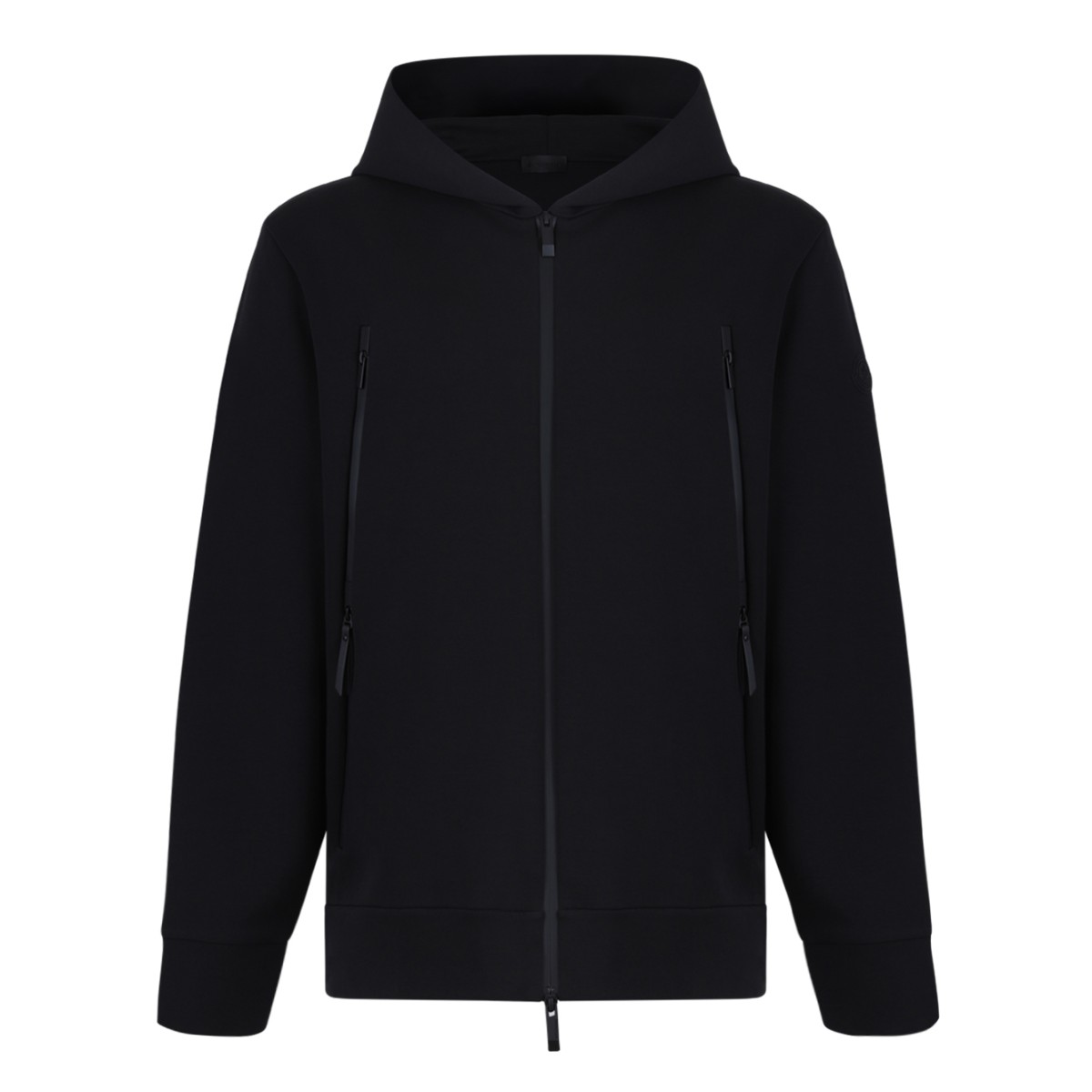 Moncler Black Hooded Zip Hoodie.