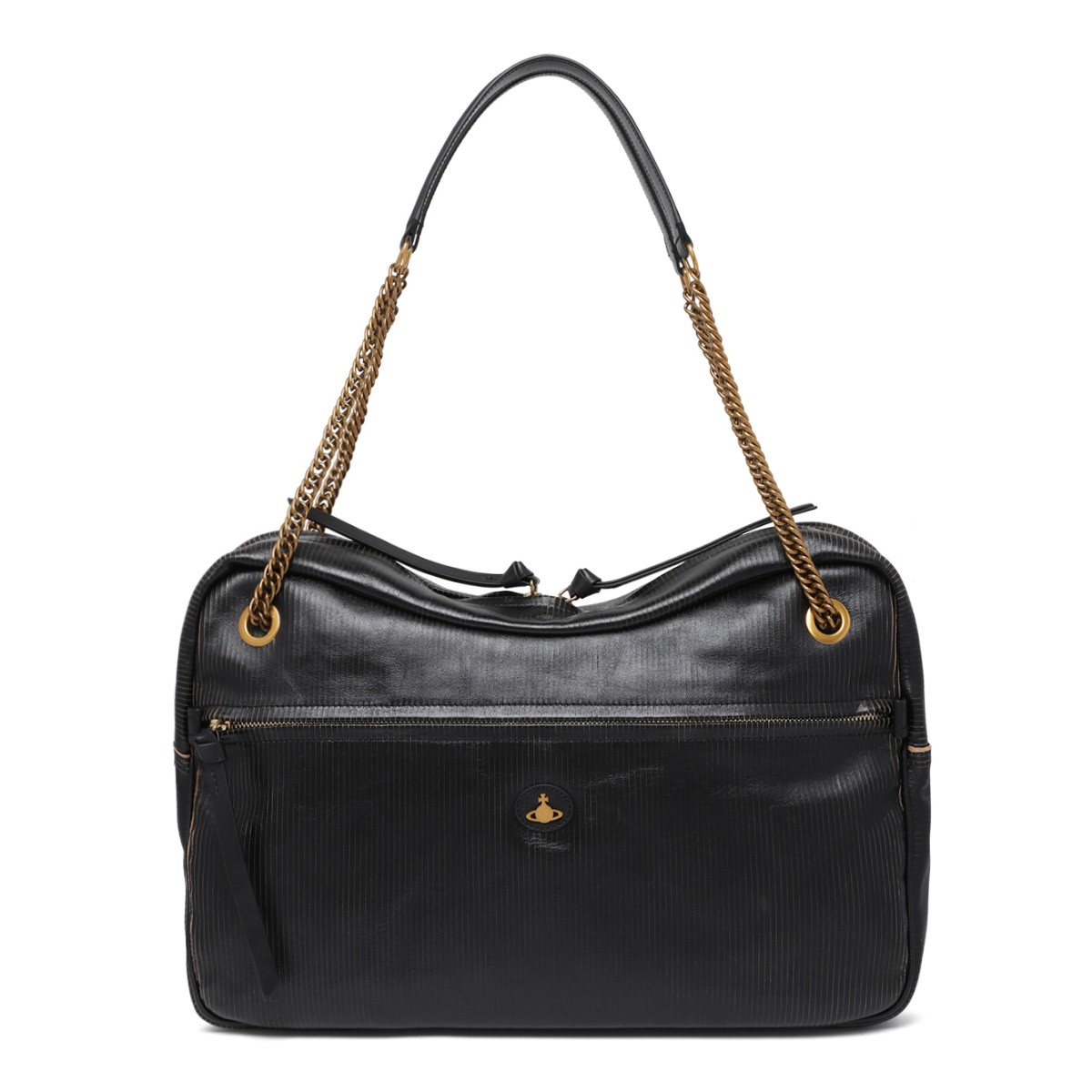 Vivienne Westwood Black Leather Shoulder Bag.