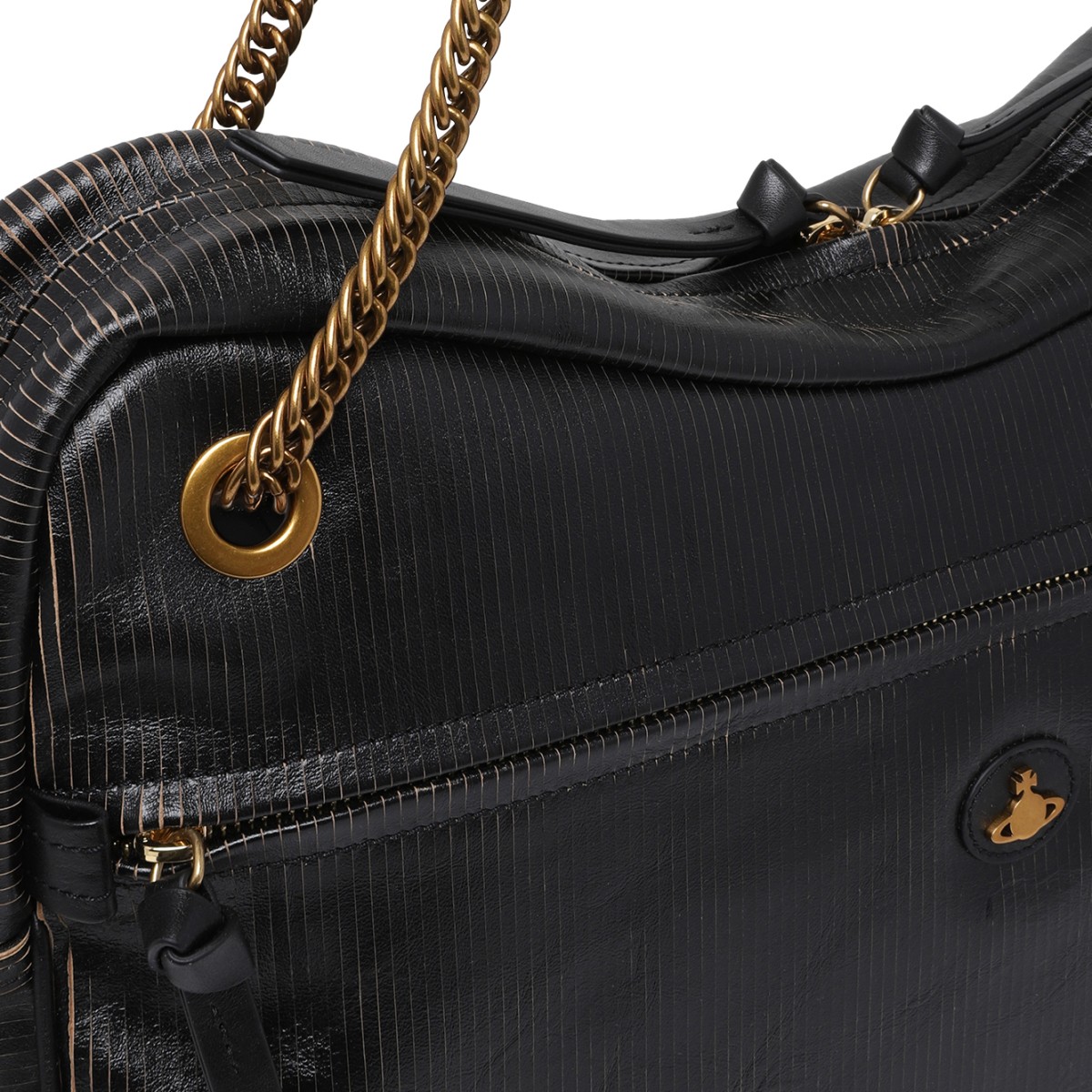 Vivienne Westwood Black Leather Shoulder Bag.