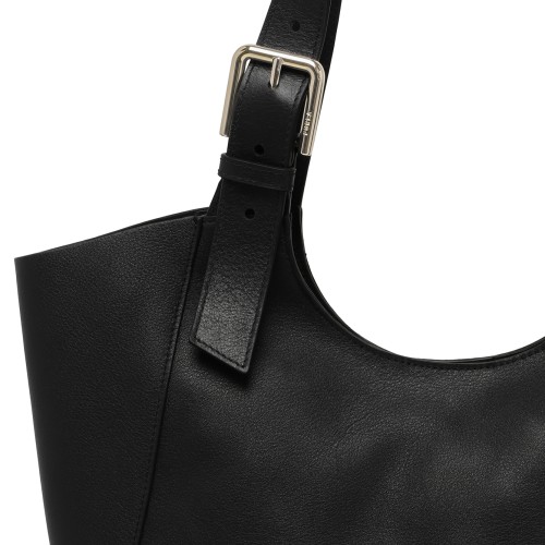 Furla Black Leather Tote Bag.