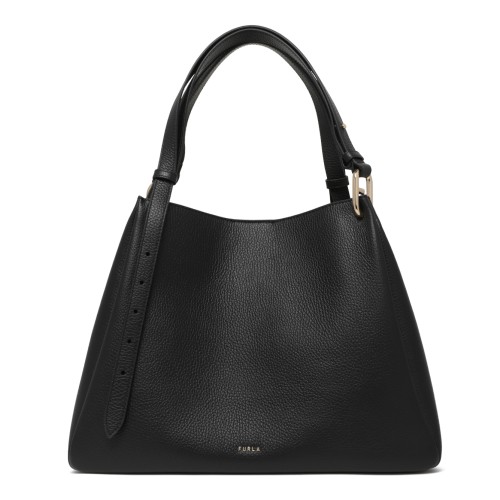 Furla Black Leather Shoulder Bag.