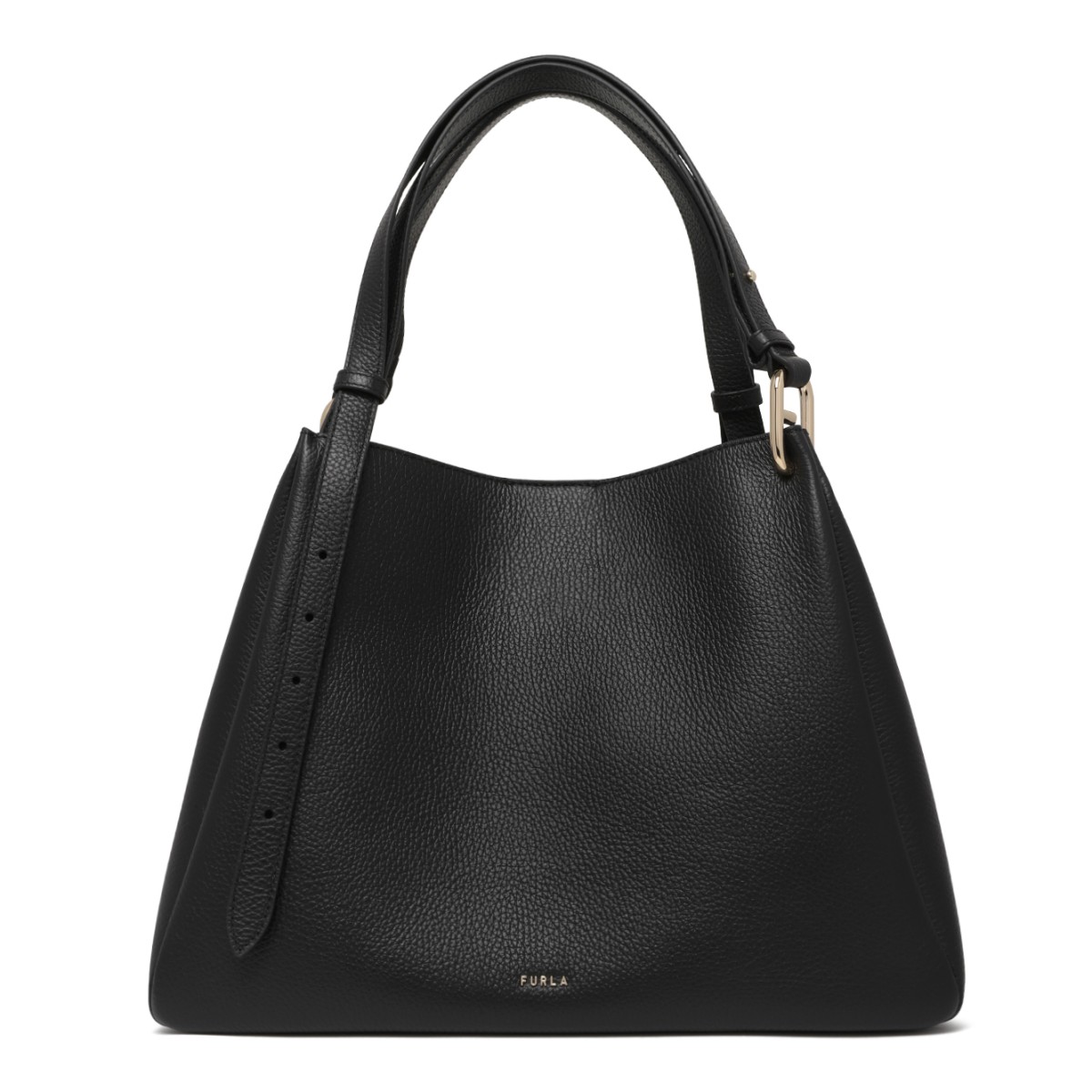 Furla Black Leather Shoulder Bag.