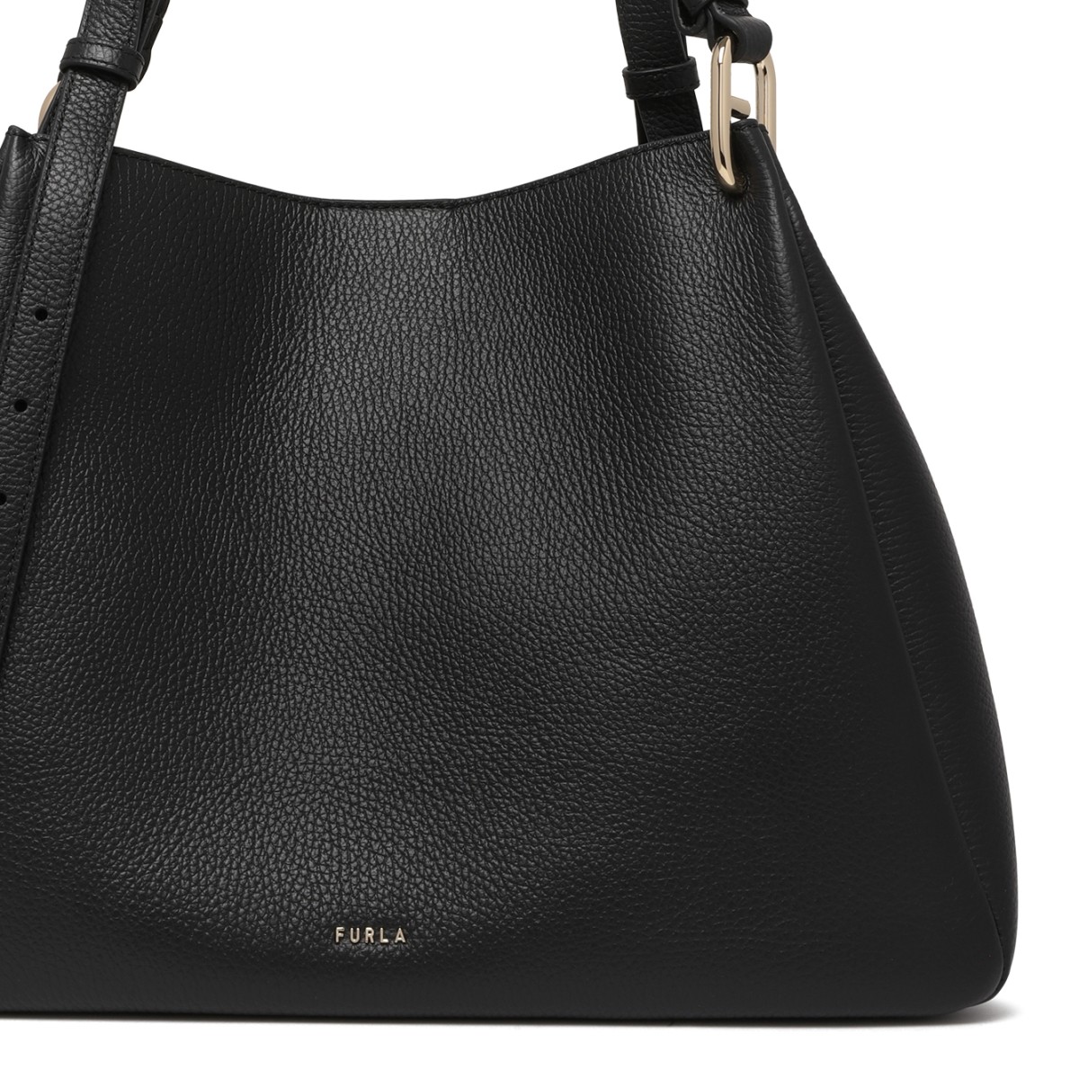 Furla Black Leather Shoulder Bag.