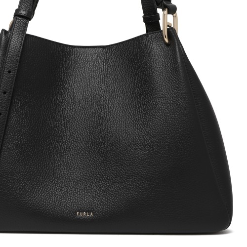 Furla Black Leather Shoulder Bag.