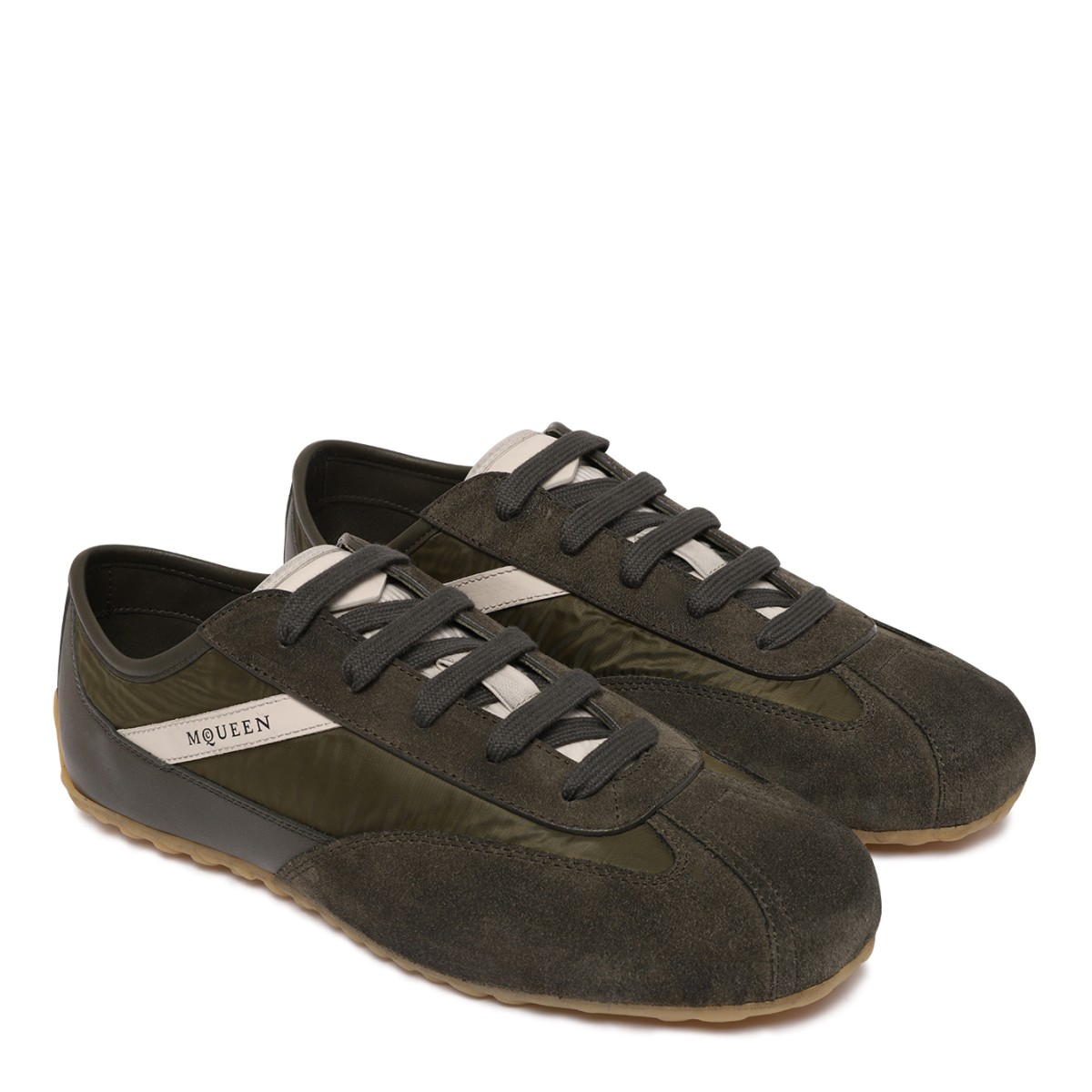 Alexander McQueen Black Leather Low-Top Sneakers.