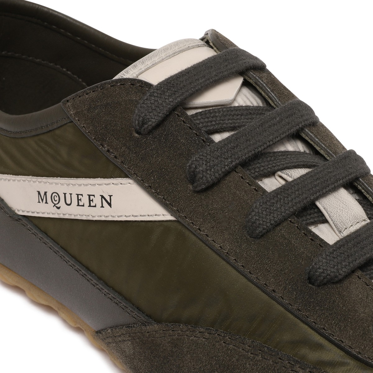 Alexander McQueen Black Leather Low-Top Sneakers.