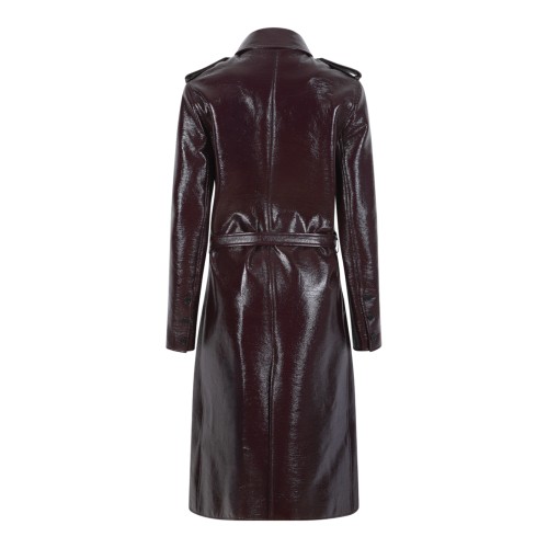 Courrges Dark Burgundy Coated Leather Trench Coat. 2