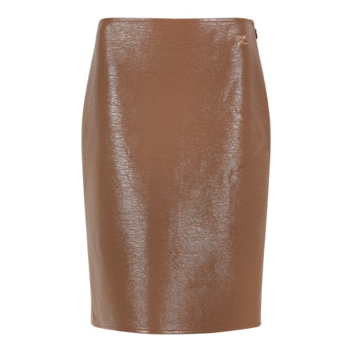 Courrges Brown Patent Pencil Skirt.