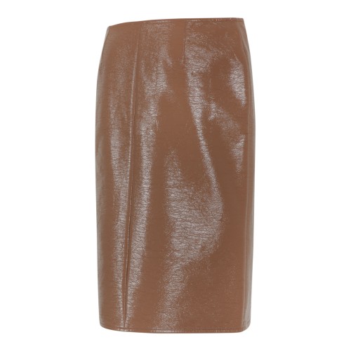 Courrges Brown Patent Pencil Skirt.