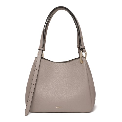 Furla Taupe Leather Shoulder Bag.