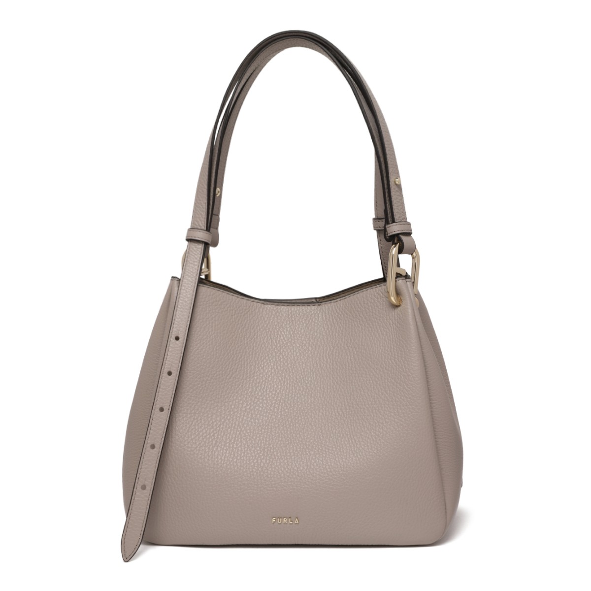 Furla Taupe Leather Shoulder Bag.
