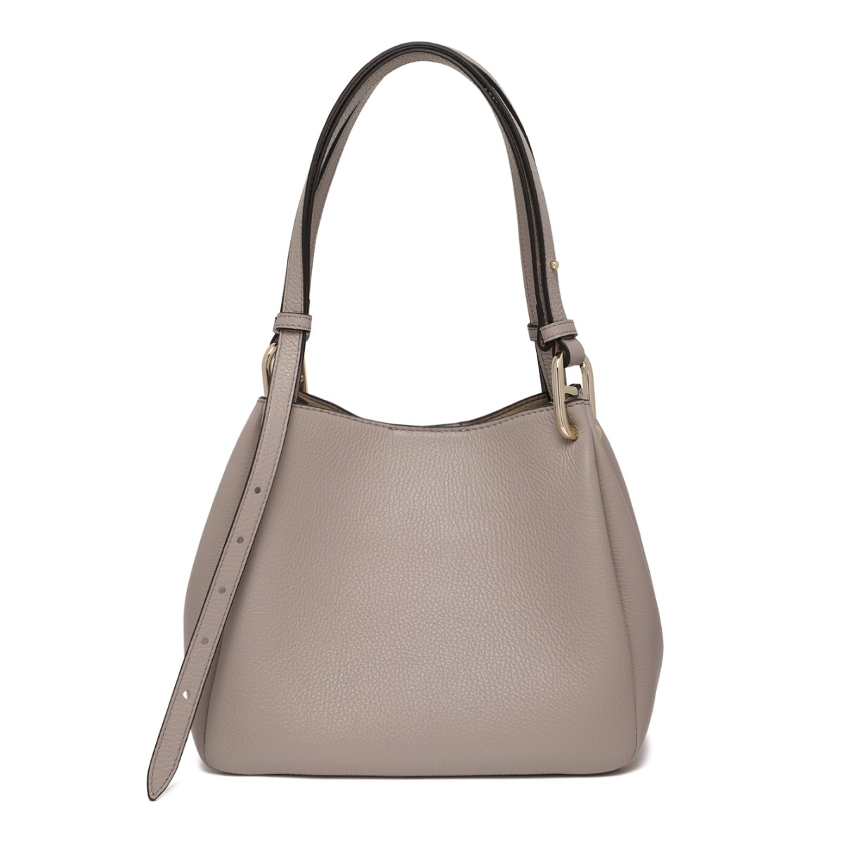 Furla Taupe Leather Shoulder Bag.