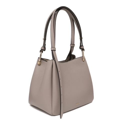 Furla Taupe Leather Shoulder Bag.