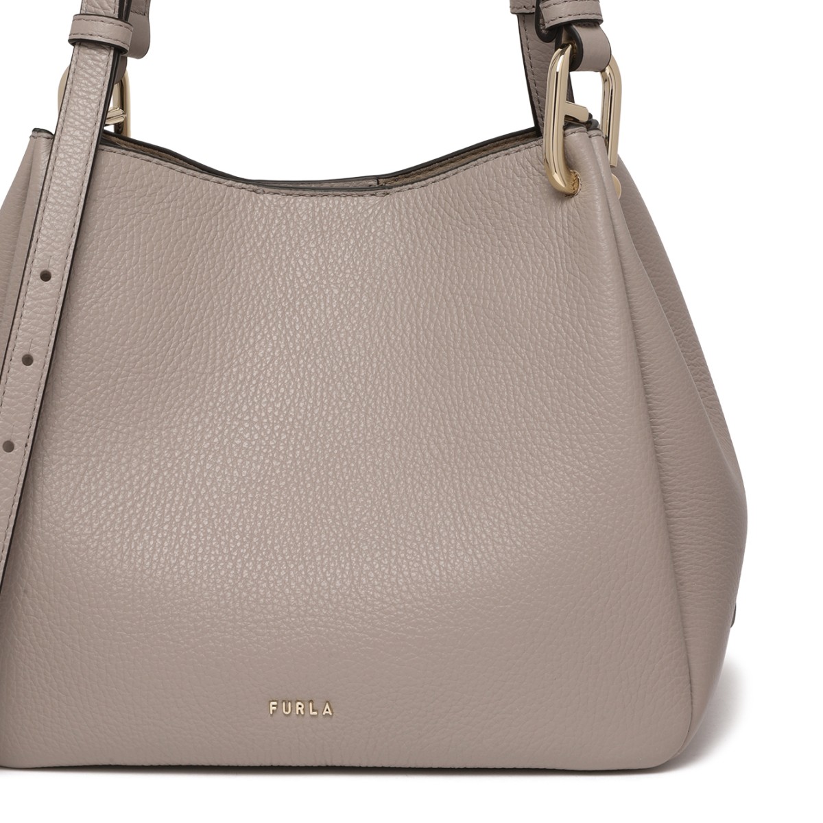 Furla Taupe Leather Shoulder Bag.
