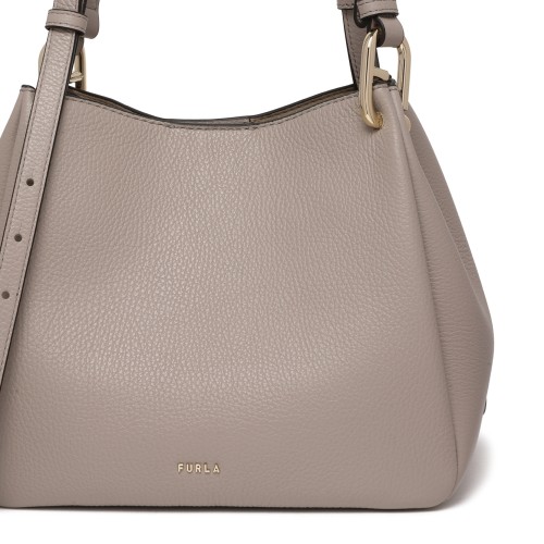 Furla Taupe Leather Shoulder Bag.