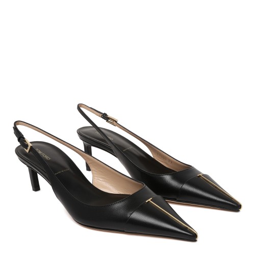 Tom Ford Black Leather Slingback Pumps. 2