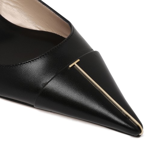 Tom Ford Black Leather Slingback Pumps.