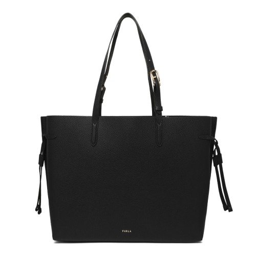 Furla Black Leather Tote Bag.