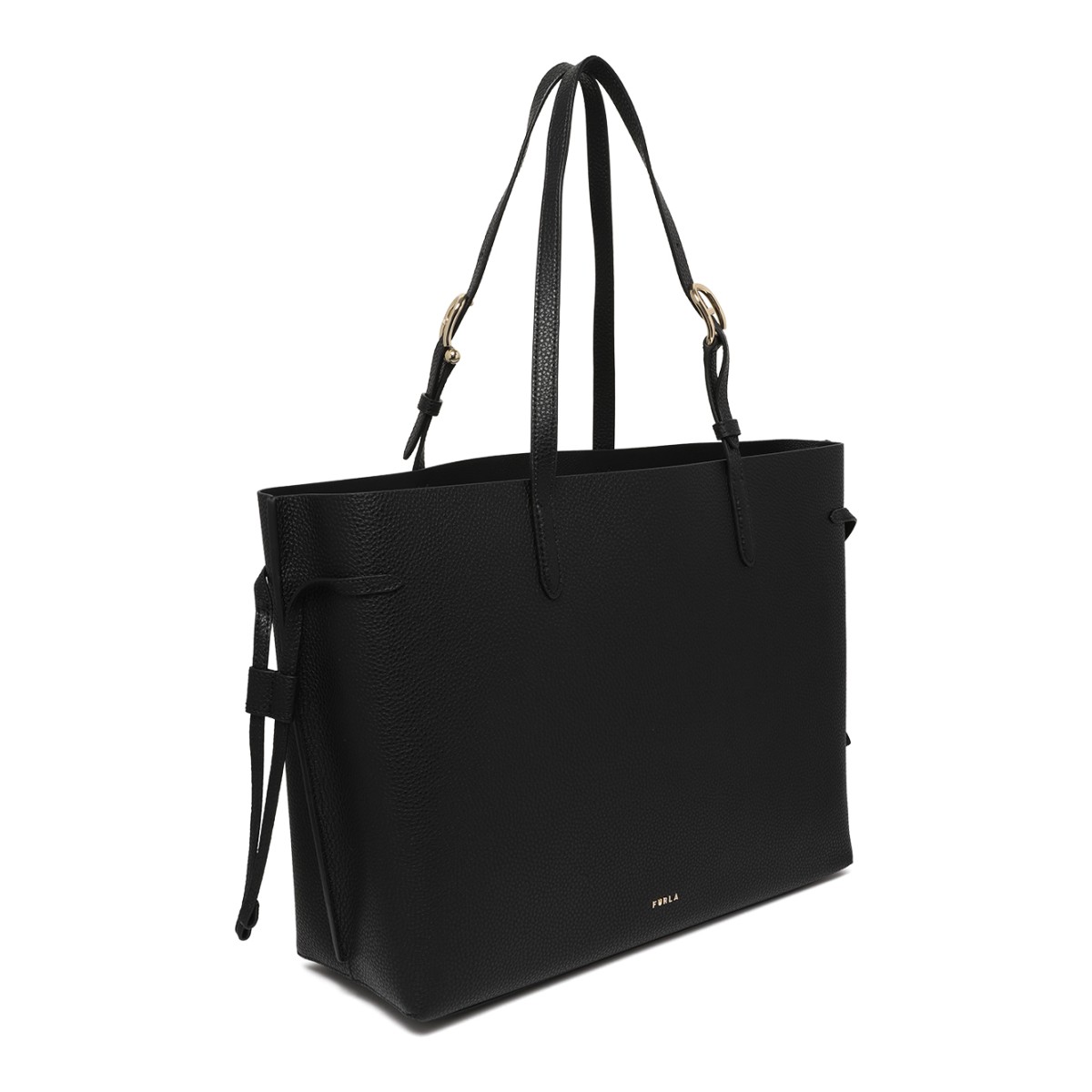 Furla Black Leather Tote Bag.