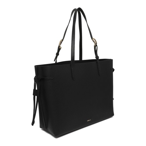 Furla Black Leather Tote Bag.