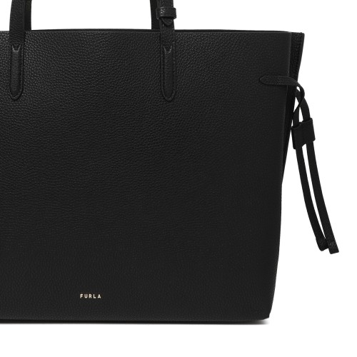Furla Black Leather Tote Bag.