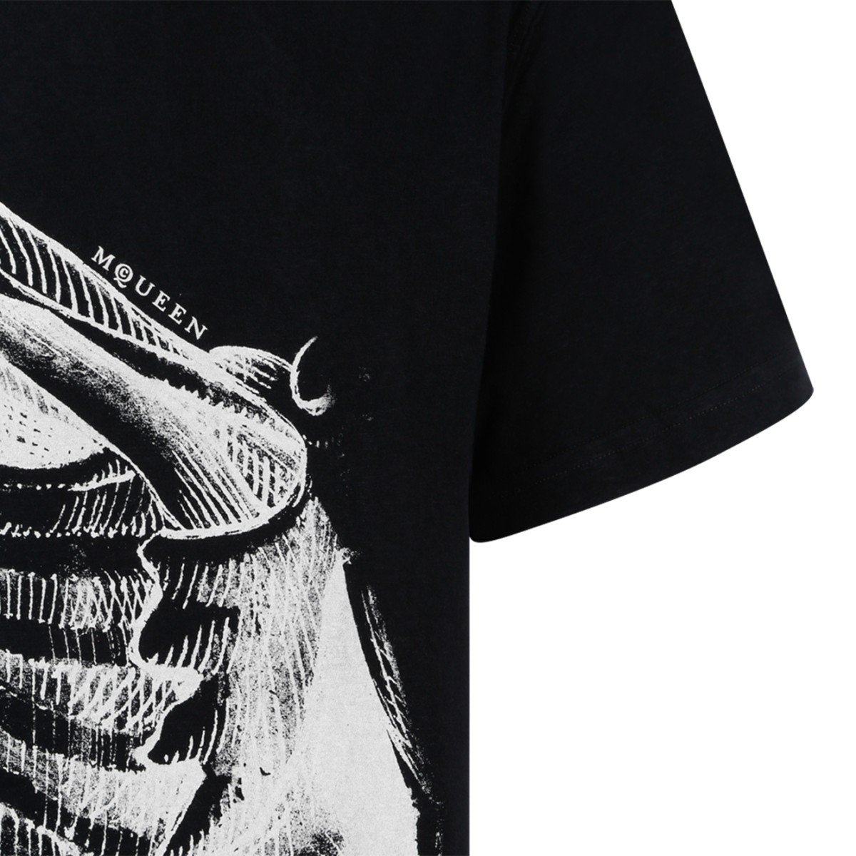Alexander McQueen Black Skeleton Print Cotton T-Shirt.