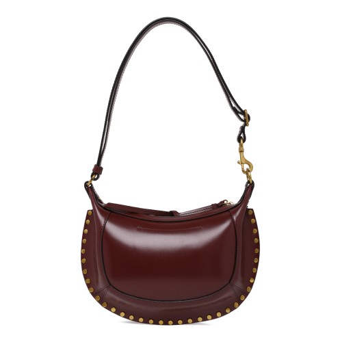 Isabel Marant Burgundy Leather Studded Shoulder Bag. 2