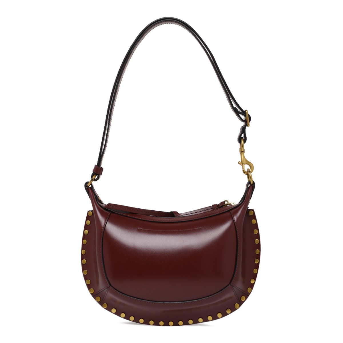 Isabel Marant Burgundy Leather Studded Shoulder Bag.