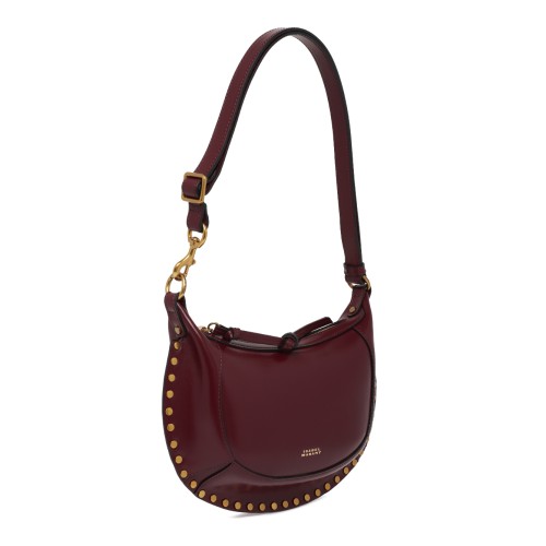 Isabel Marant Burgundy Leather Studded Shoulder Bag.