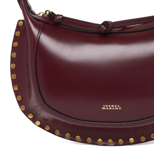 Isabel Marant Burgundy Leather Studded Shoulder Bag.
