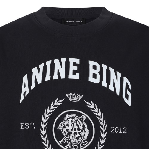 Anine Bing Black Logo Print Sweatshirt.