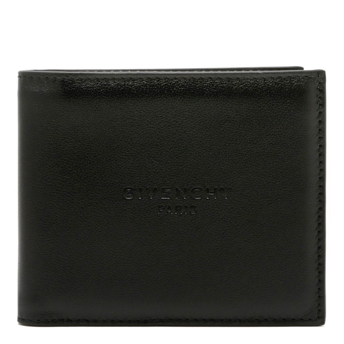 Givenchy Black Calf Leather Signature Embossed Wallet.