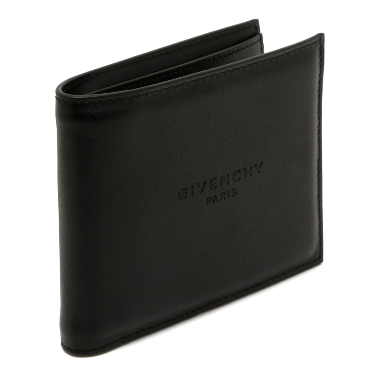 Givenchy Black Calf Leather Signature Embossed Wallet.