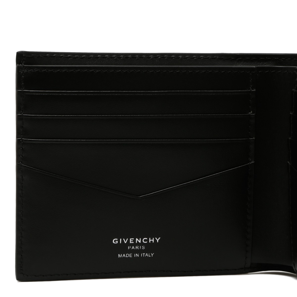 Givenchy Black Calf Leather Signature Embossed Wallet.