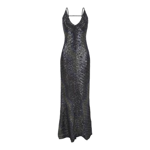 Missoni Black Metallic Knit Maxi Dress.