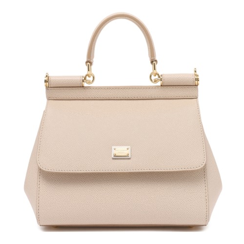 Dolce & Gabbana Black Leather Sicily Top-Handle Bag.