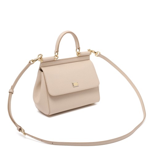 Dolce & Gabbana Black Leather Sicily Top-Handle Bag.