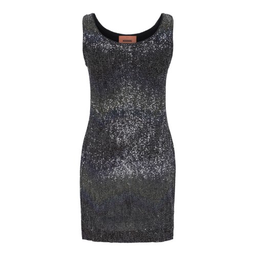 Missoni Black Metallic Knit Mini Dress.