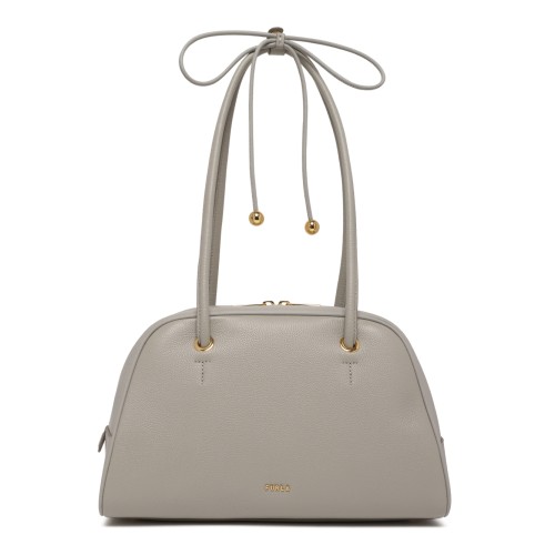 Furla Light Grey Leather Top-Handle Bag.