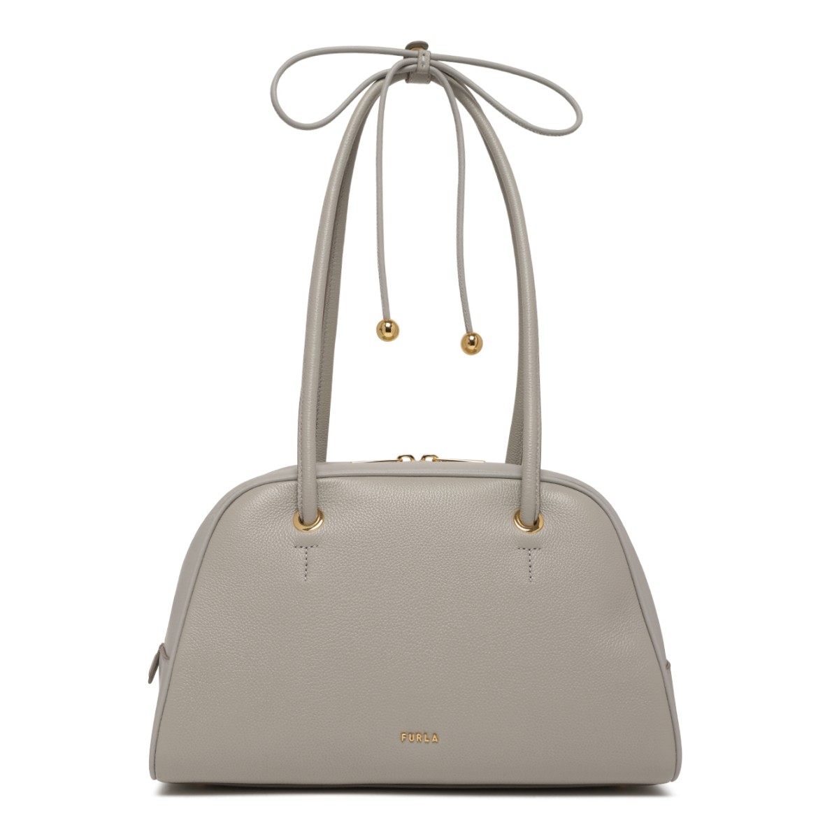 Furla Light Grey Leather Top-Handle Bag.