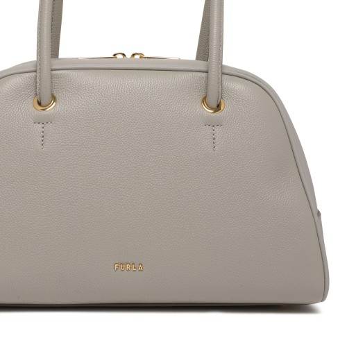 Furla Light Grey Leather Top-Handle Bag.