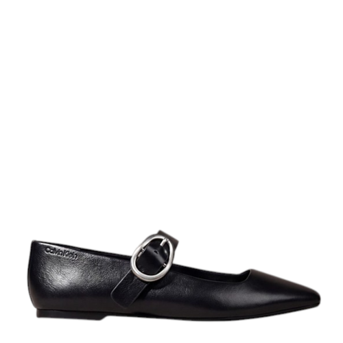 Calvin Klein Black Leather Mary Jane Flats.