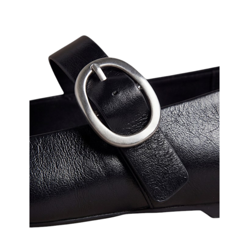 Calvin Klein Black Leather Mary Jane Flats.