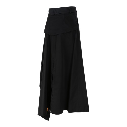 Burberry Black Asymmetric Check-Lined Skirt. 2